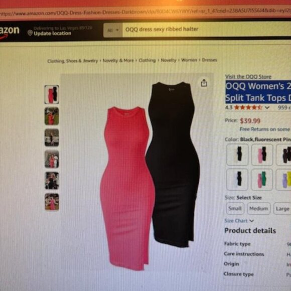 OQQ Women's Dress Sexy Ribbed Halter Neck Fashion Split Tank Tops Dresses Size M - Picture 1 of 7